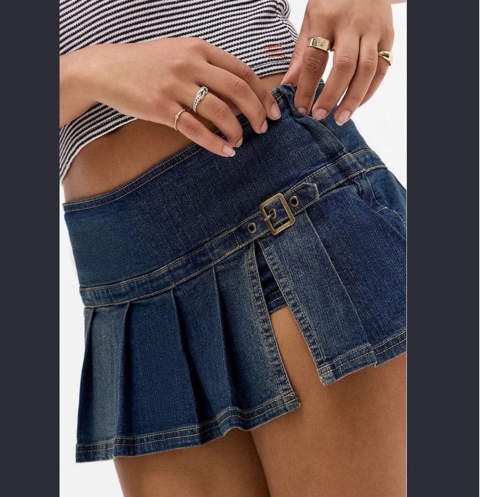 BDG Urban Outfitters Micro Mini Skirt Skort Small Denim Pleated Shaina Y2K